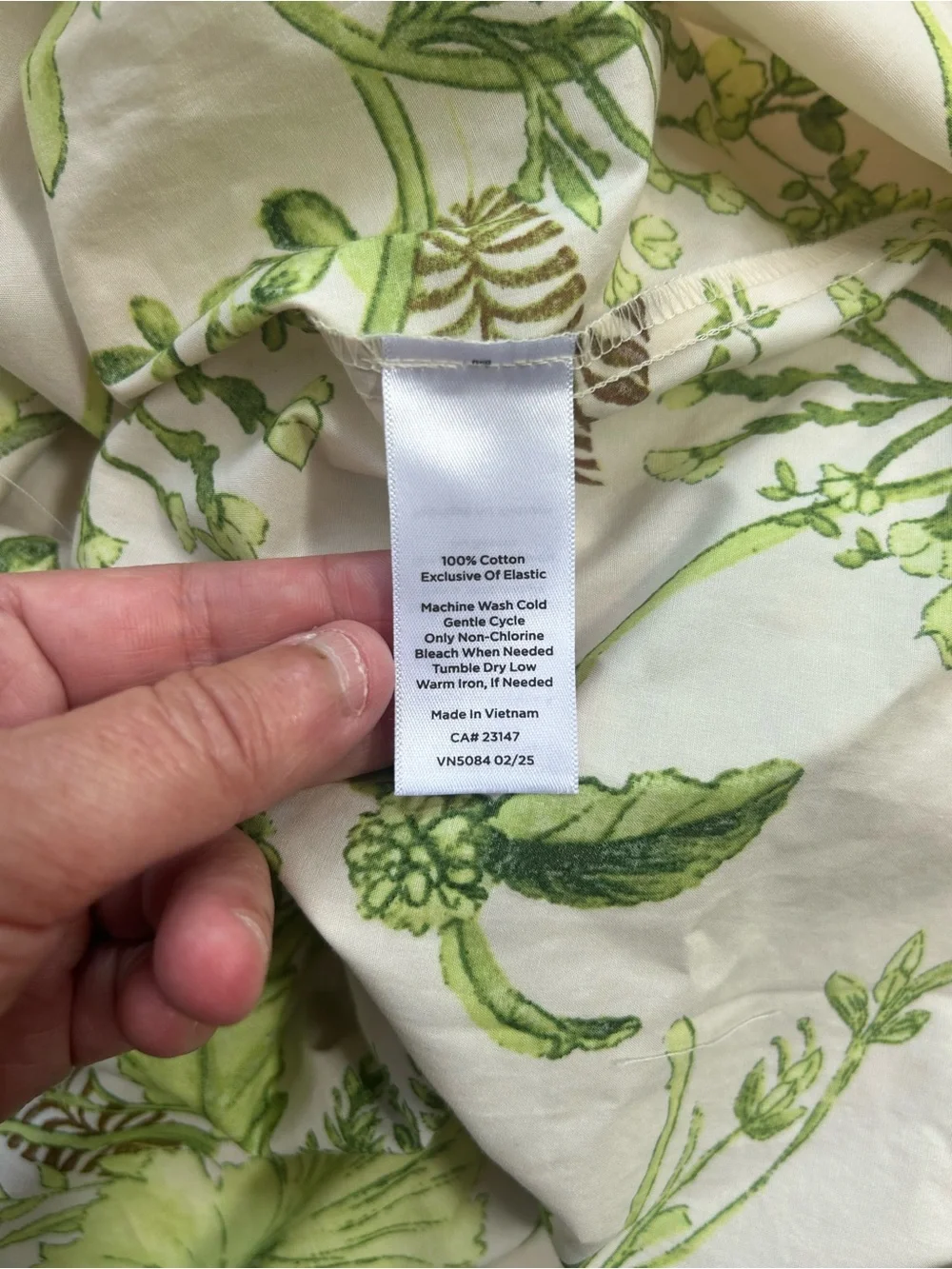 Talbots Modern Poplin Smocked Midi Shirt Dress 12P Branching Floral Green Cotton